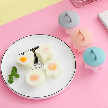 4 Adet / takım kullanımlık iyi Plastik Sevimli Kazan Yumurta Avlanmak Seti Mutfak yumurta pişiricisi Araçları Yumurta Kalıp Formu Kapaklı Fırça Gözleme Yapımcısı