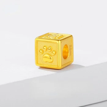Altın Bilezik kadın 3D Sert Altın Küçük Rubik Küp Boncuk Çin Zodyak Küçük Altın Kaplan Yıl 999 Tam Altın Bilezik