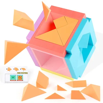 Bebek 3D Tangram Yapı Düşünme Oyunu Mekansal Geometrik Mantık Duyusal Oyuncaklar Şekiller Eğitim Bulmacalar Oyuncaklar Hediyeler İçin 3-10 yıl
