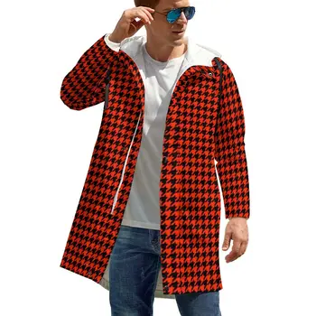 Siyah Kırmızı Balıksırtı Rüzgarlık Erkek Vintage Baskı Klasik trençkotlar Kawaii Özel kışlık ceketler Casual Zip Up Büyük Boy 6XL