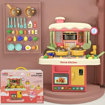 Çocuk Oyun Evi Simülasyon Pretend Mutfak Pişirme Sofra Takım yemek masası Aydınlatma Müzik Erken Eğitim Oyuncaklar Çocuklar İçin