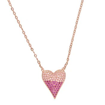 2019 sevgililer Günü hediyesi yeni varış pembe kalp kolye gül altın renk kadın kalp kolye
