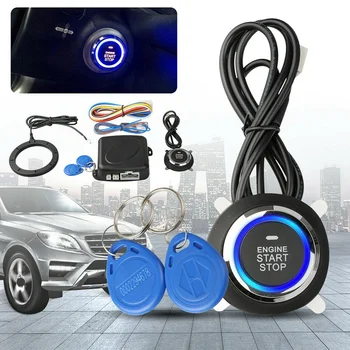 Araba SUV Kontak Anahtarı 12V RFID Anahtarsız giriş Marş Ateşleme Basma Düğmesi Motor Çalıştırma Sistemi Alarm Sistemi Seti