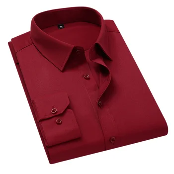 Erkek İş Gömlek İnce Uzun Kollu Takım Elbise Saf Renk Rahat erkek 2021 Yeni