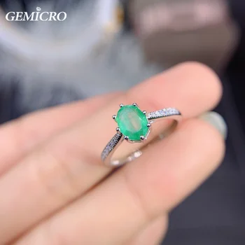 Gemicro Lüks Doğal Zümrüt Yeşil Charm Nişan alyanslar Kadınlar için Büyük Hediye Bayanlar için Güzel Takı, katı 925 Gümüş