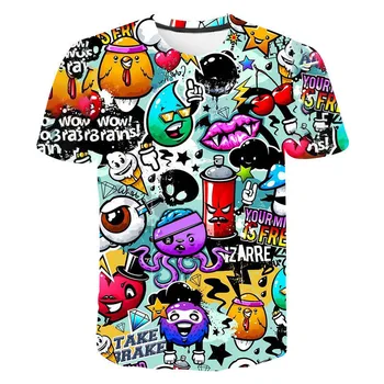Grunge Graffiti 3d Baskı T-shirt Erkek Kadın Moda Grafik T shirt Çocuk Hip Hop Üstleri Tee Anime Tshirt Büyük Boy Camisetas Hombre