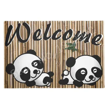 Sevimli Panda Bambu Karşılama Mat Güzel Hayvan Panda zemin kapı paspası Modern Panda Halı Halı Çocuk Odası Koridor Oturma Odası Ev