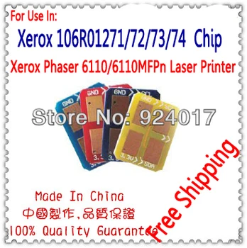 Xerox 106R01203 106R01204 106R01205 106R01206 Renkli Toner Kartuşu Çip, Xerox 6110 için 6110b 6110n 6110MFP Toner Çip, CMYK